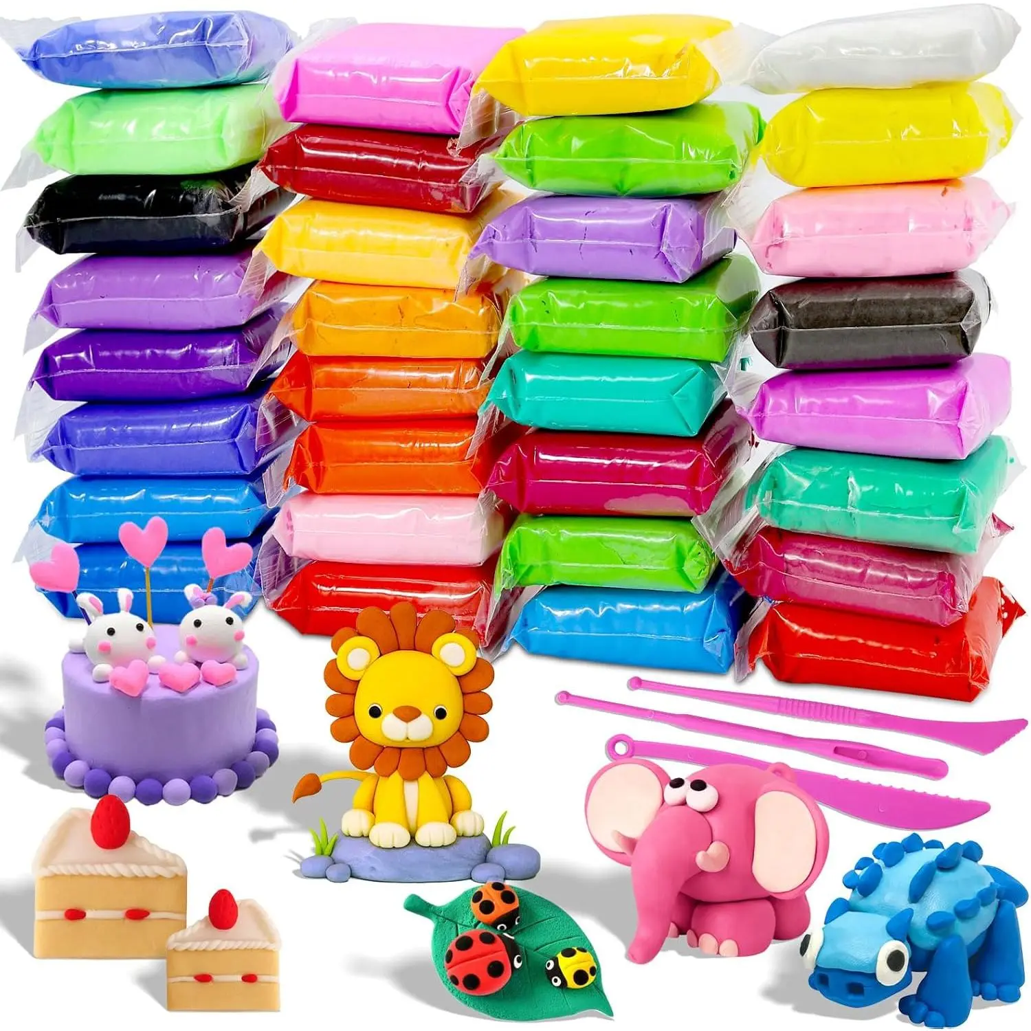 Air Dry Clay - 32 Colors Modeling Clay Kit with 3 Sculpting Tools,Safe & Non-Toxic,DIY Magic Gifts Toys  Boys,Girls,Kids New model