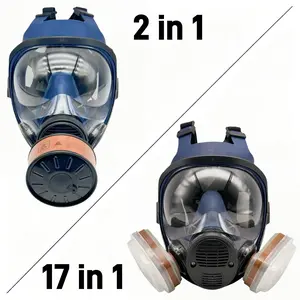 Reusable Anti-Fog Anti-Toxic Face Mask Set, Full Face Respirator with Filter, Gas and Dust Poison Protection, Ideal for Painting, Woodworking, DIY, Protective Mask