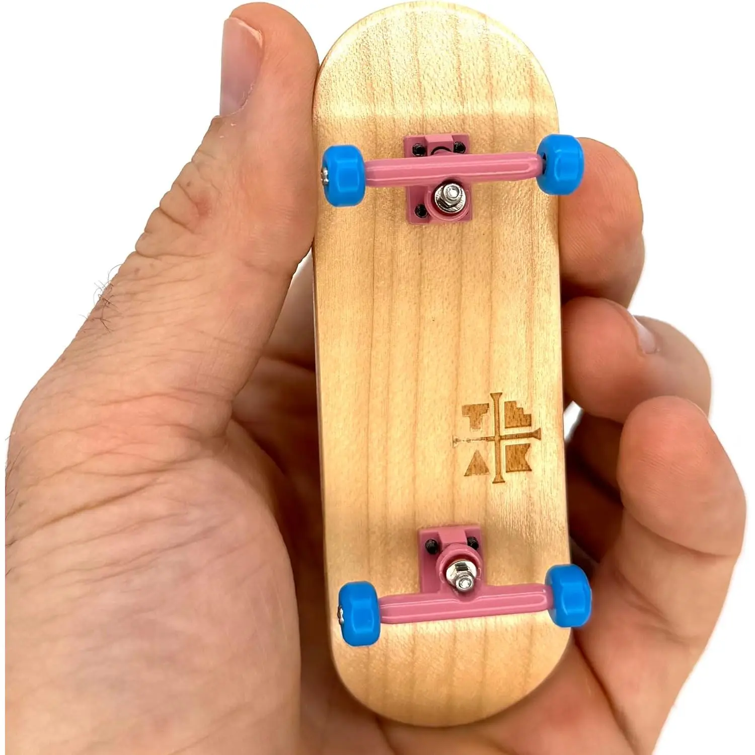 Cross-Grain Wood Fingerboard Complete (32mm), Unisex Cotton Candy Deck and Pro Trucks with Polyurethane Bearing Wheels & Upgraded O-Rings for Fingerboarding