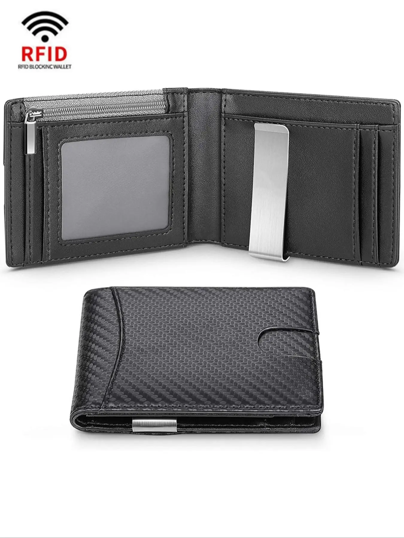 Men’s Wallet Leather Smart Wallet Bank Credit Card Holder with Photo Slot,Money Clips Coin Purses RFID Blocking Slim Thin Bifold Cash Wallet Money Bag Minimalist Wallet Personalized Gift for Men,Daily Use