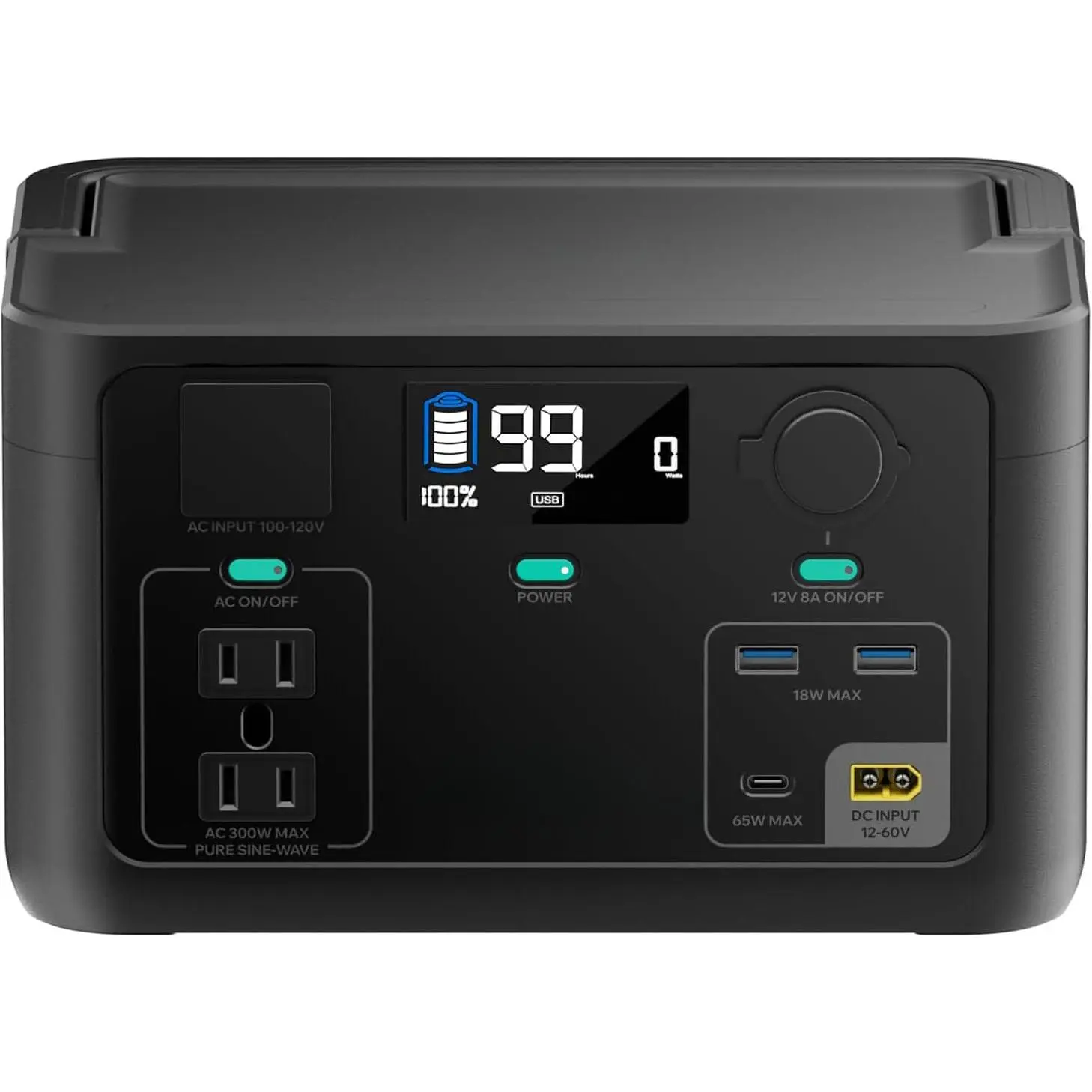 Portable Power Station 300W, 600W Peak Backup LiFePO4 Battery 192Wh with 10ms UPS, 1Hr Fast Charge Solar Generator with 120V AC Outlet for Camping Emergency Travel Home Blackout