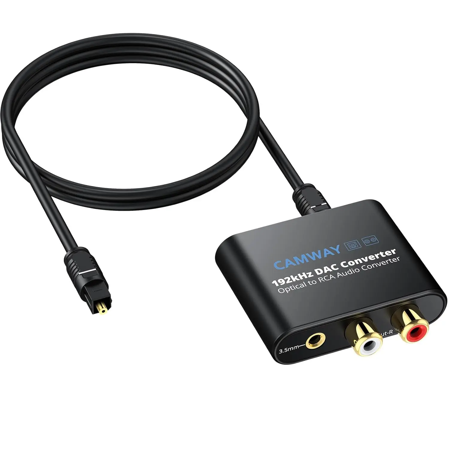 CAMWAY Digital to Analog Audio Converter,192kHz Optical to RCA,Optical to 3.5mm DAC,SPDIF/Toslink Audio Adapter for HDTV, DVD, Blu-Ray Players, Game Consoles to 3.5mm/RCA,Plug & Play