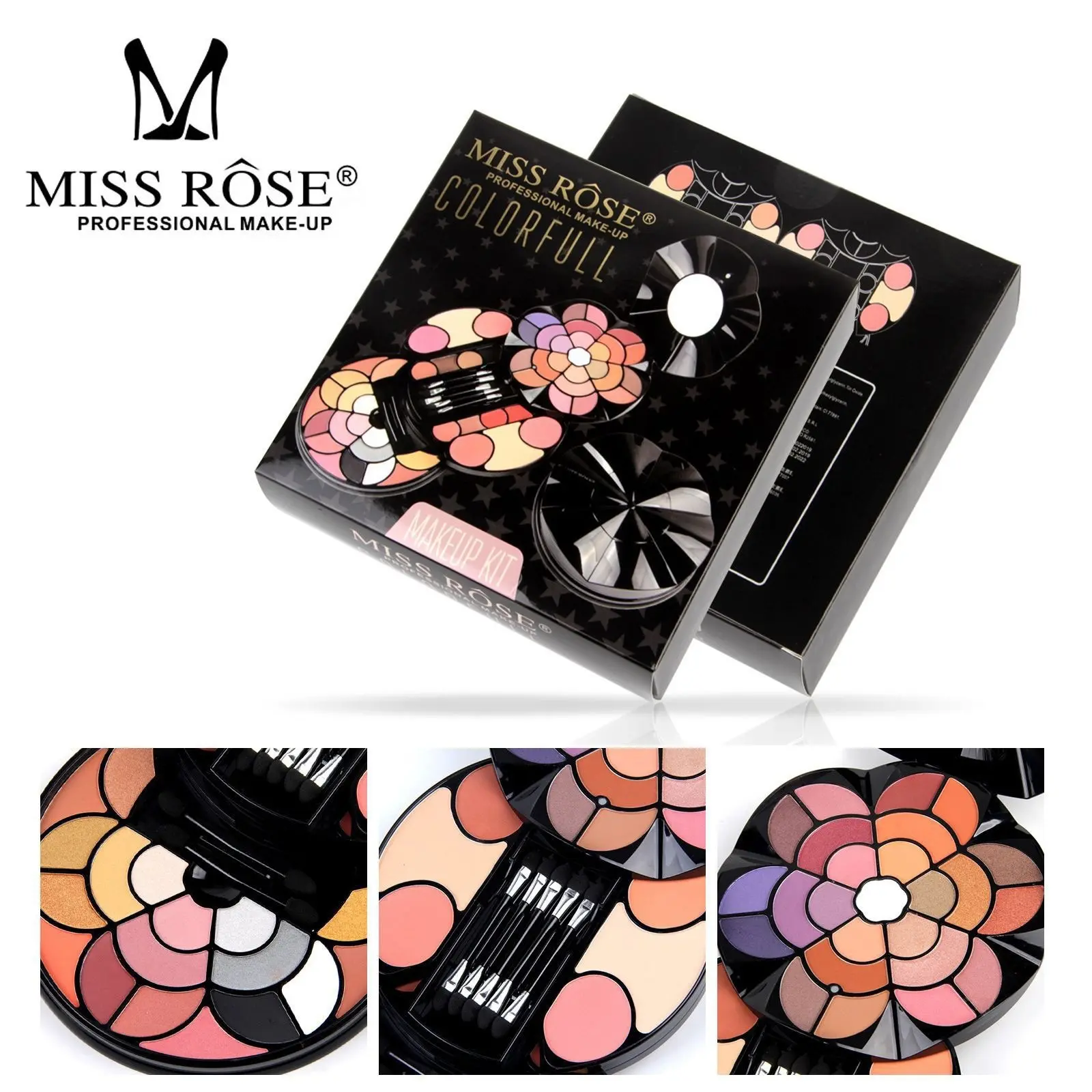 57-Color Makeup Palette Gift Set with 7 Dual-Ended Brushes, including eyeshadow, blush, foundation, lipstick, and eyebrow powder. A makeup gift for women, perfect for Halloween, Thanksgiving, and Christmas.