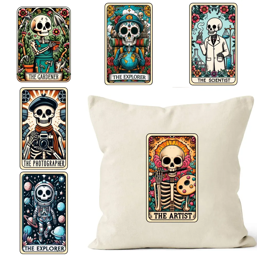 6 Pcs Skeleton Artist Iron on Transfers Iron on Decals for T Shirts Easy to heat press decals for Clothing T-Shirt Jeans Applications Washable heat transfer stickers Transfers Sticker On Clothes for clothing, T-shirts, jeans, backpacks, hats,