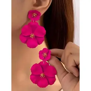 Karma Charms1 Pair Fashionable Simulation Flower Design Dangle Earrings, Casual Jewelry for Women, Trendy Jewelry Gift for Party and Daily Life, Trendy Jewellery Accessories thick studs