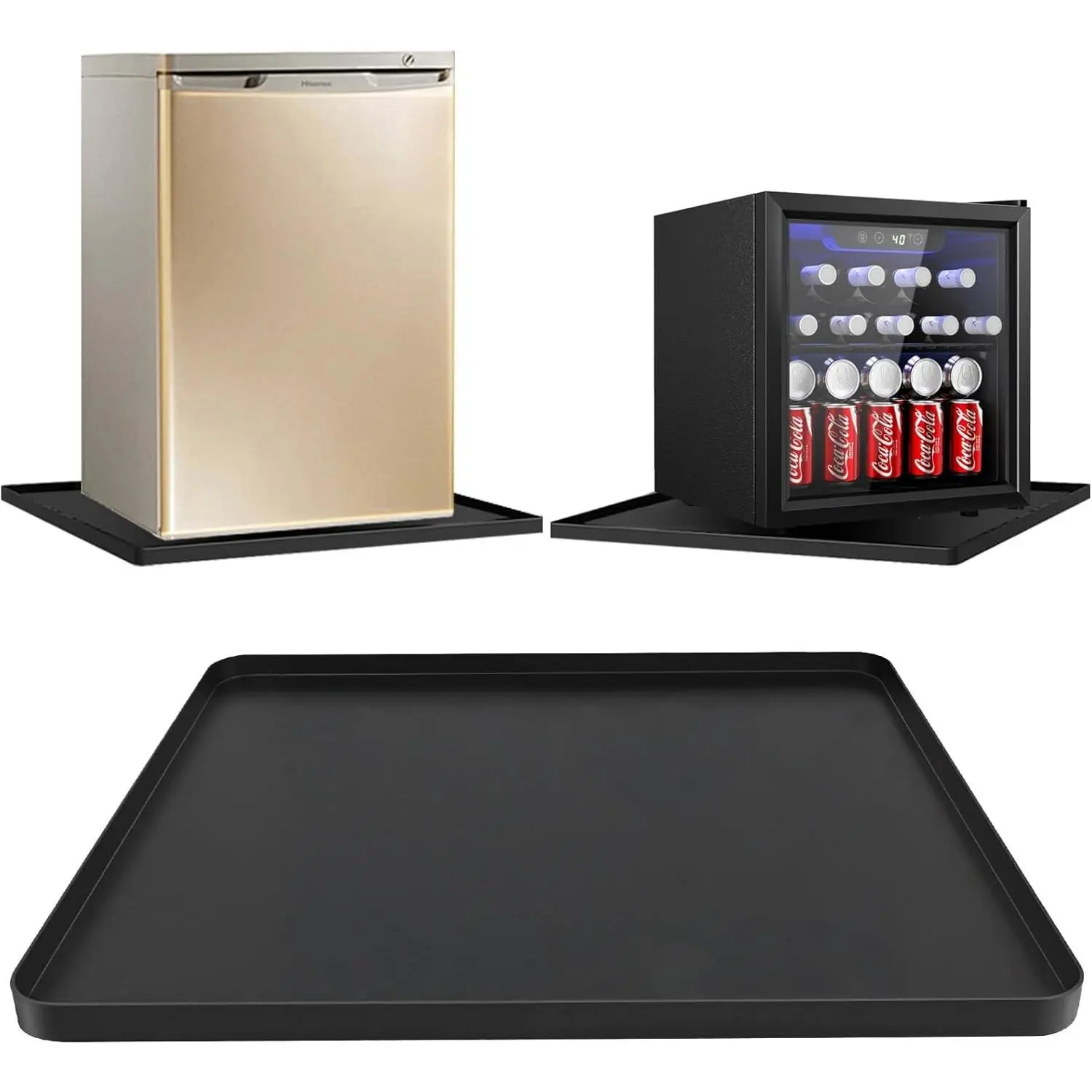 Mini Fridge Silicone Mat, 23.6"x23.6"x0.6" - Durable Refrigerator Mats with High Raised Edges, Leak-Proof Fridge Mats for Mini Fridges, Washing Machines, Pet Bowls - Protects Floors from Water Spills