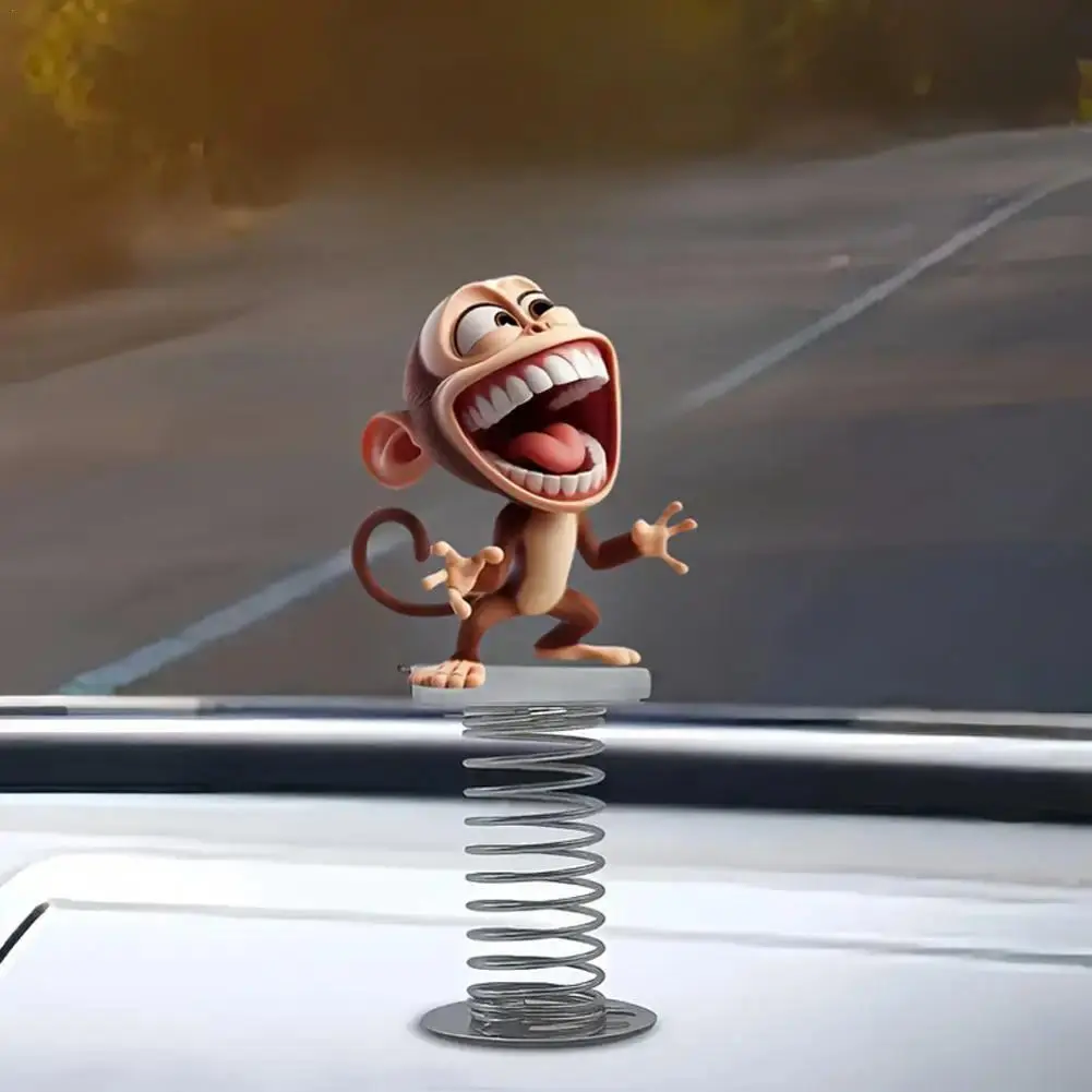 Funny Car 2D Acrylic Spring Bobblehead Monkey Pendant Personalized Pendant Cartoon Dashboard Decor Car Interior Accessories