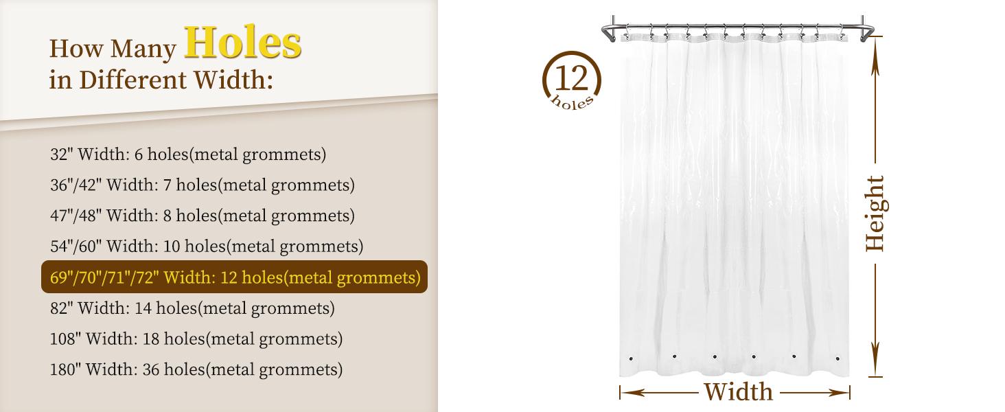 Plastic Shower Liner Clear - Premium PEVA Shower Curtain Liner with Rustproof Grommets and 3 Magnets, Waterproof Cute Lightweight Standard Size Bathroom Curtains - Clear