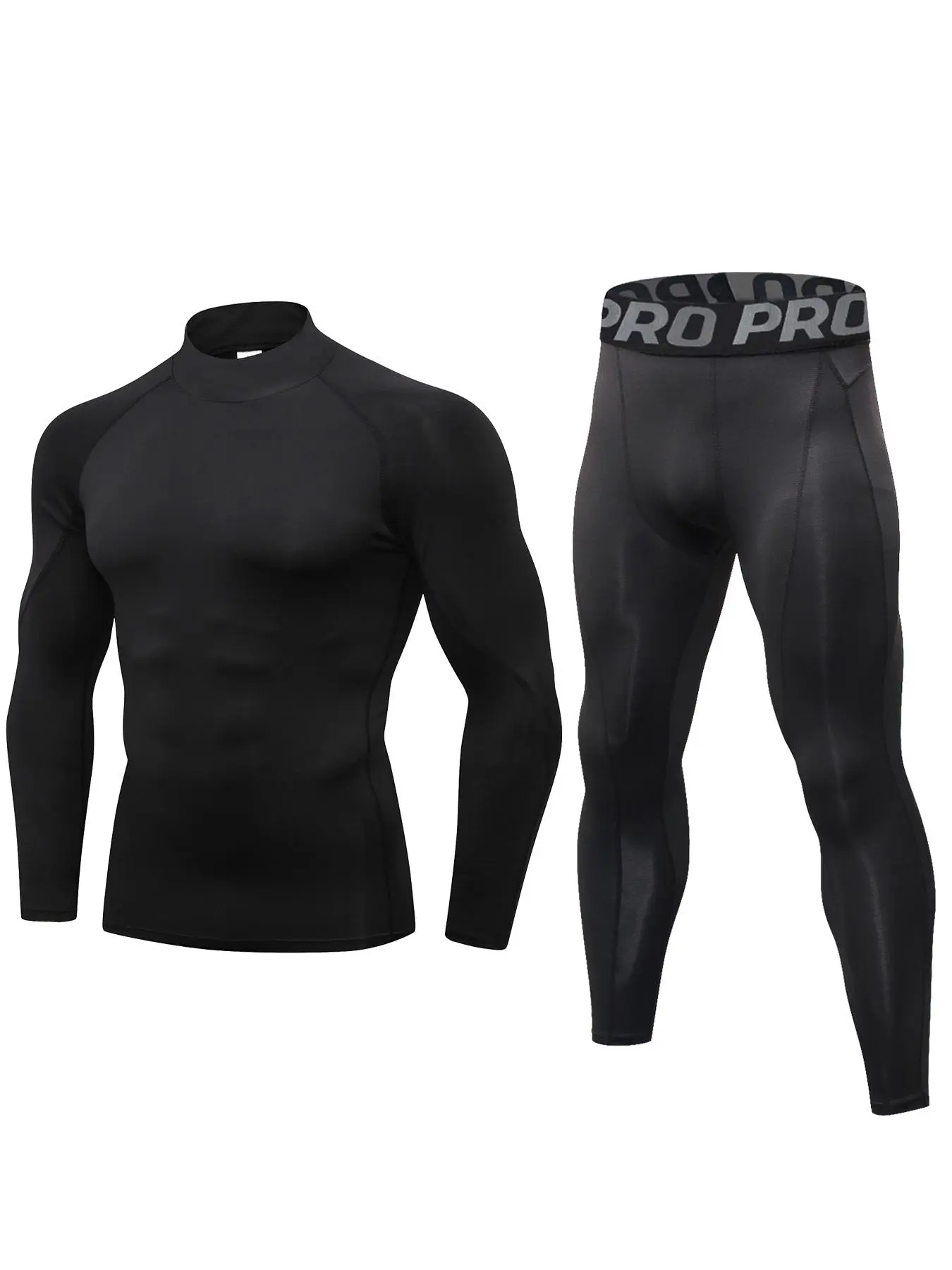 Mens Thermal Underwear Set Long Sleeve Compression Top and Long Johns Thermal Base Layer Bottom Compression Pants for Running Cycling Skiing in Winter Sports Clothing Underwear Sporty Underwear Running Ski Innerwear