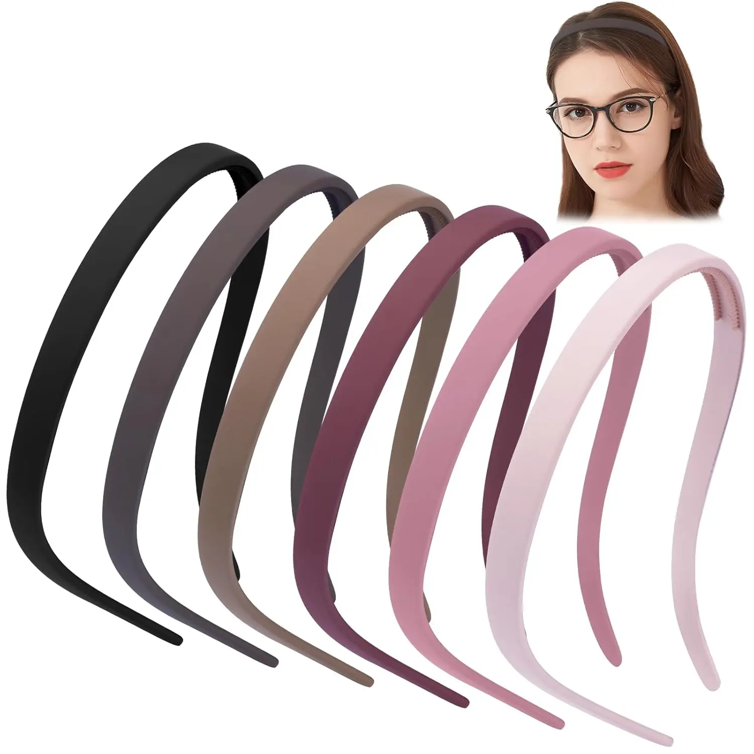 Headbands for Glasses Wearers No Pressure No Headache Comfortable Hairbands Square Sunglasses Headband for Women Girls, Plastic Headbands with Teeth Non Slip 6Pcs