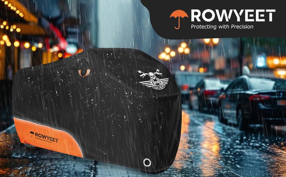 THE WELL KEPT Waterproof Motorcycle Cover for Outdoor Storage with Lock-Holes, Zipper Storage Bag and Night Reflective Design, All Season Protection, Fits up to 96.5" Motorcycles