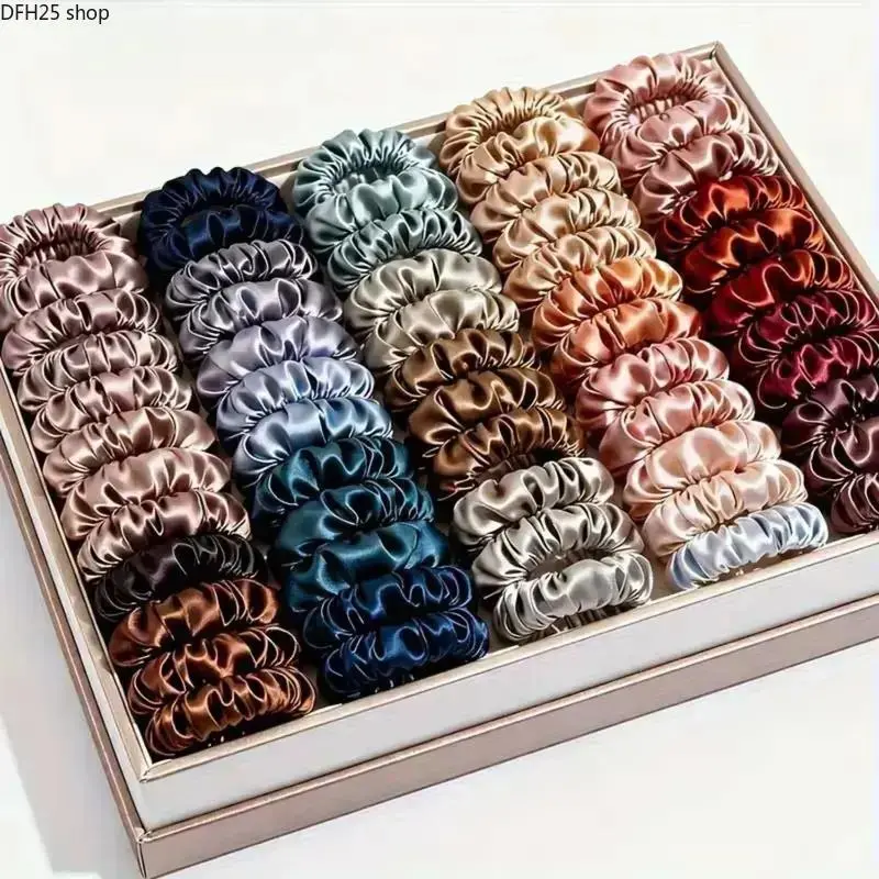 19-Piece Satin Scrunchies Set, Multi Color Silk Hair Ties With Soft Fabric Design for Ponytails, Messy Buns and Hairstyles, Comfortable Hair Accessories for Daily Wear