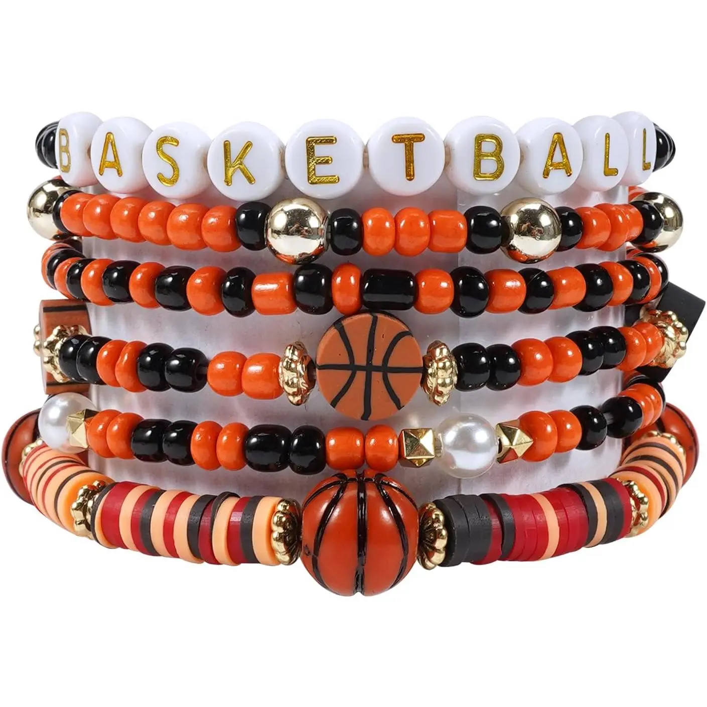 Basketball Beaded Bracelets for Women Baseball Stackable Stretchy  Heishi Bracelet Ball  Bracelet