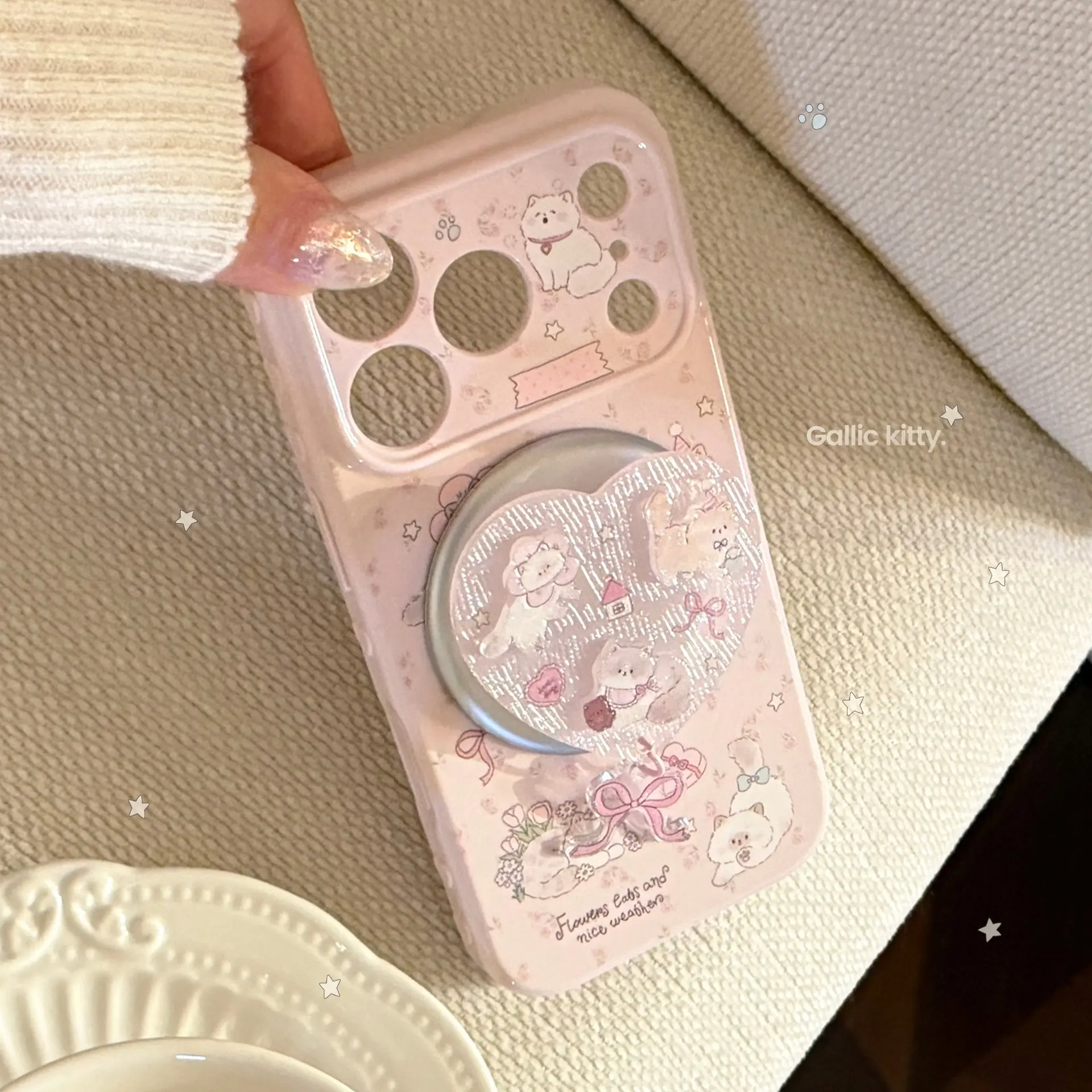 3D embossed frosted glass case for iPhone 17pm, cat-themed magnetic stand for iPhone 16, anti-drop for iPhone 13, suitable for iPhone 15 and 17
