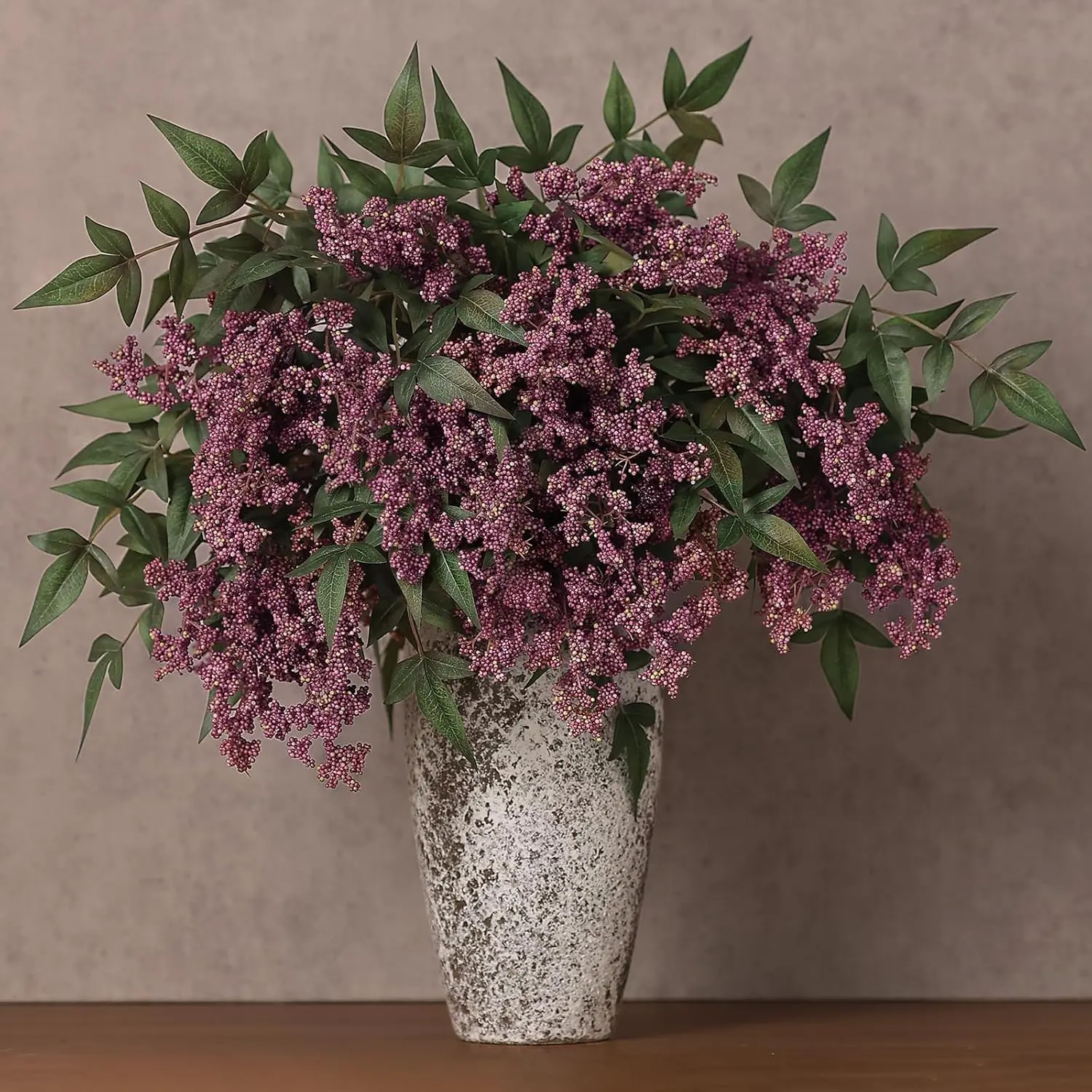 6/12Pcs 36" Artificial Nandina Berry Stem, Fake Plant Branches(Dusty Plum) | Extra-Long Size, Realistic Faux Berry Spray, Lifelike Floral Picks, for Vase/DIY Bouquet/Shower/Mantel/Farmhouse/Home Decor