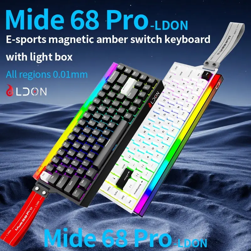 Mide68 Pro Magnetic Axis Keyboard, 68-Key Mechanical Gaming Keyboard, RGB Lighting, Backlit Keyboard, Ideal for PC Gaming, Durable Design, Wired Mechanical Keyboard
