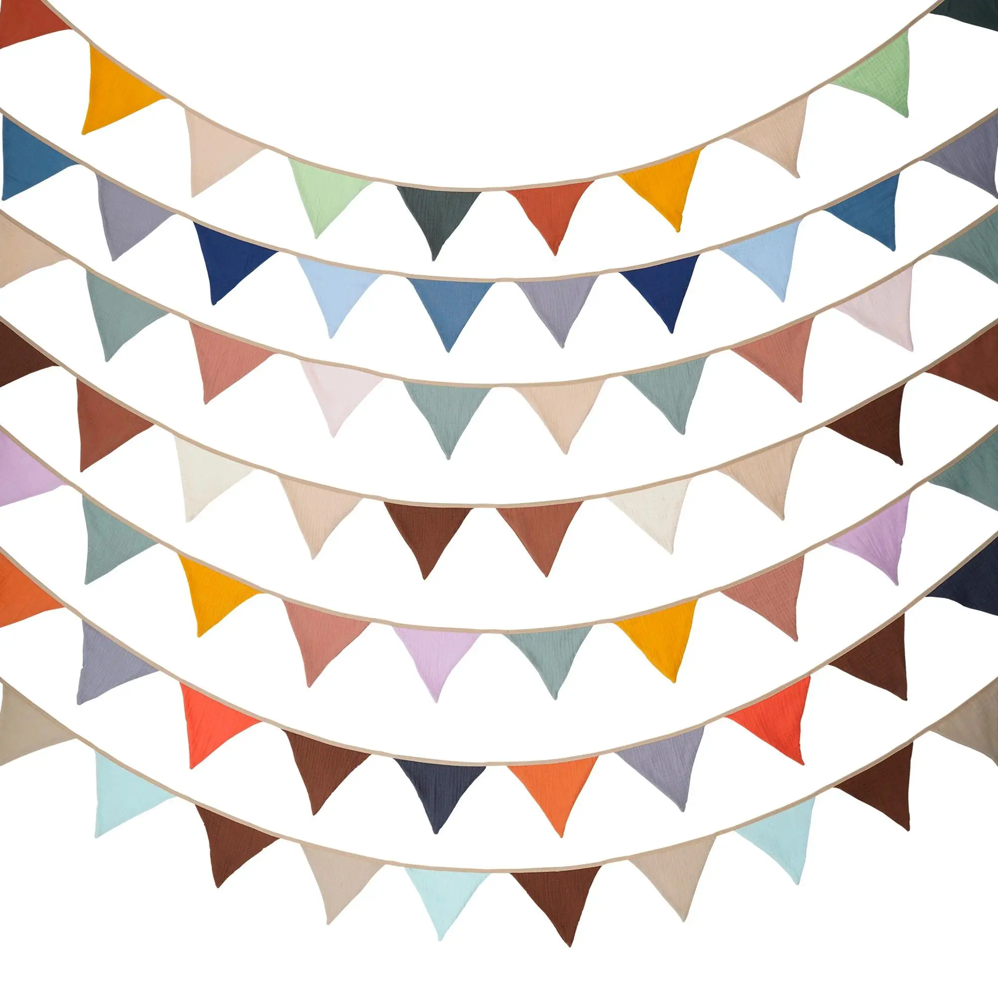 Decorative 2.6M Nursery Fabric Bunting - 10 Triangle Pennant Flags Carnival Garland, Indoor Party Decor Banner for Baby Shower Home