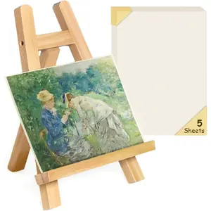 Tabletop Easel for Painting, 11 inch  Stand with 5 Easel Papers, Mini Painting Easel for  Students and Adults, Small Wooden Table Top Easels Stand for Painting
