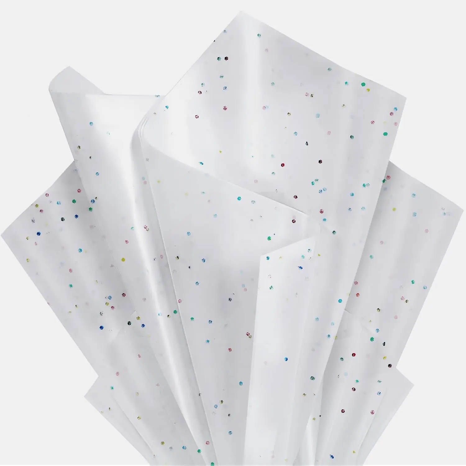 White Glitter Finish Tissue Paper with Sparkle Dots - 36 Sheets, 14x20 in, Recyclable Wrapping Paper for Birthday Party Decor, Party Decorations, DIY Craft Supplies