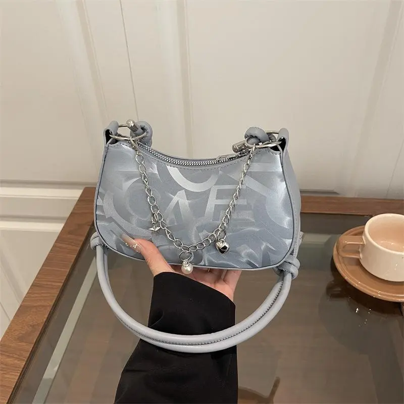 Women's Vintage Chic Floral Print Mini Underarm Shoulder Bag - Casual Shoulder Purse with Chain Accent, Crossbody Strap, Summer Luxury Look for Daily Outings, Commuting (Sports & Outdoor Accessory)