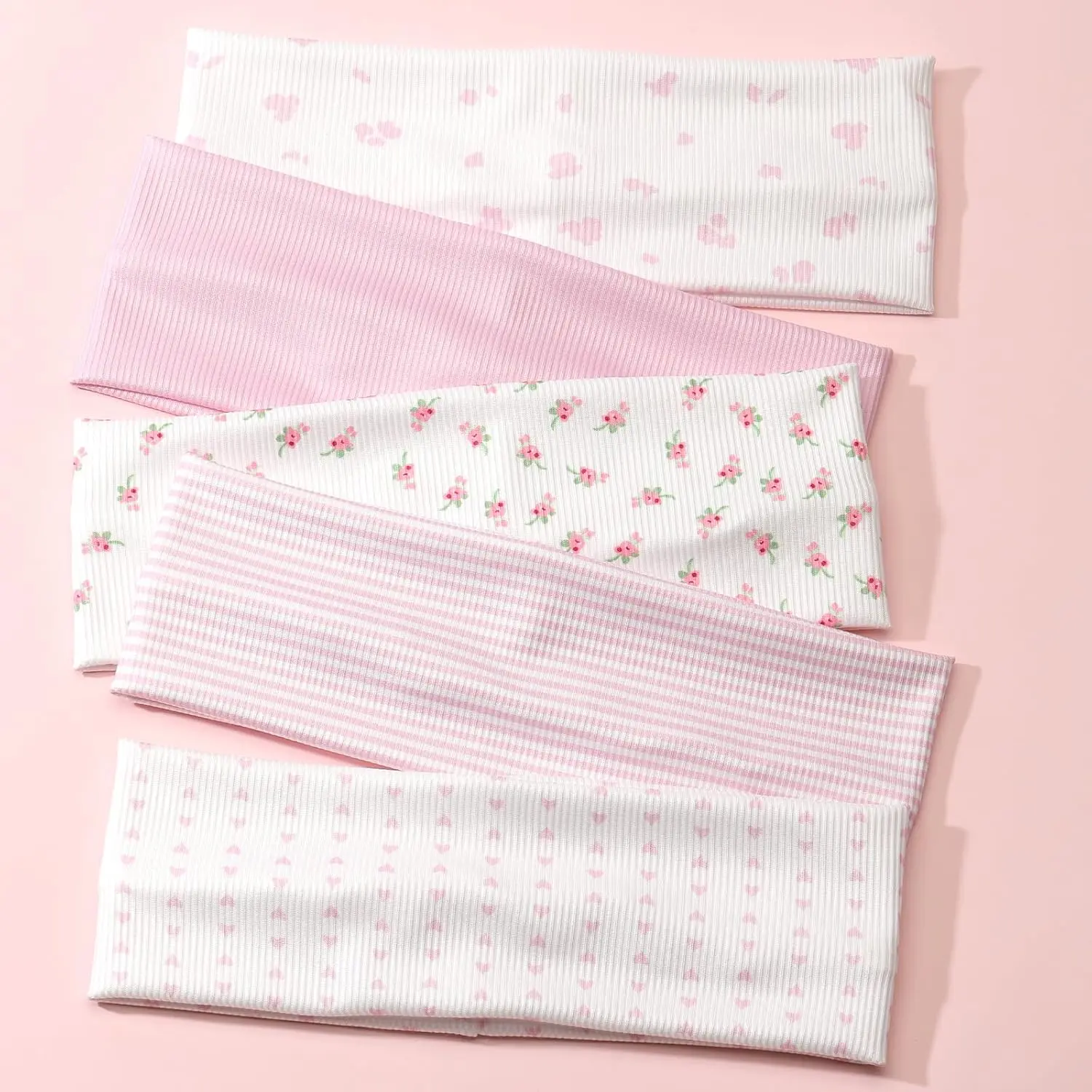 5 Pack Floral Headband for Women - Non Slip Elastic Floral Hairbands, Stocking Stuffers Soft Fabric Hair Bands for Yoga Workouts, Breathable  Bands for Hairstyles & Outfits