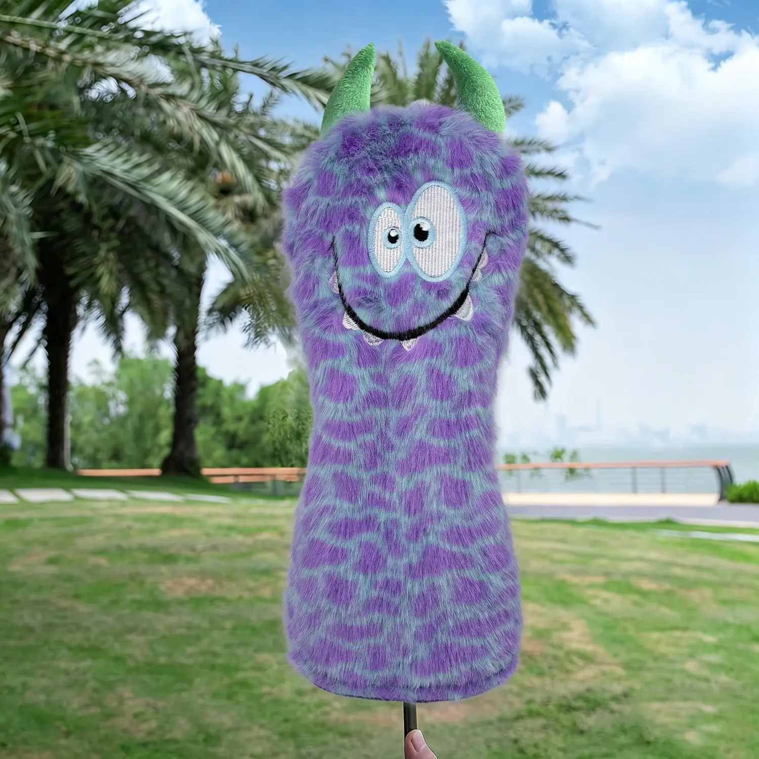 Blue Monster Horn Driver Head Cover, Plush Thickened, Standard Universal Size, Cool Fun Funny Design, Golf Accessories for Self-Use and Gifting