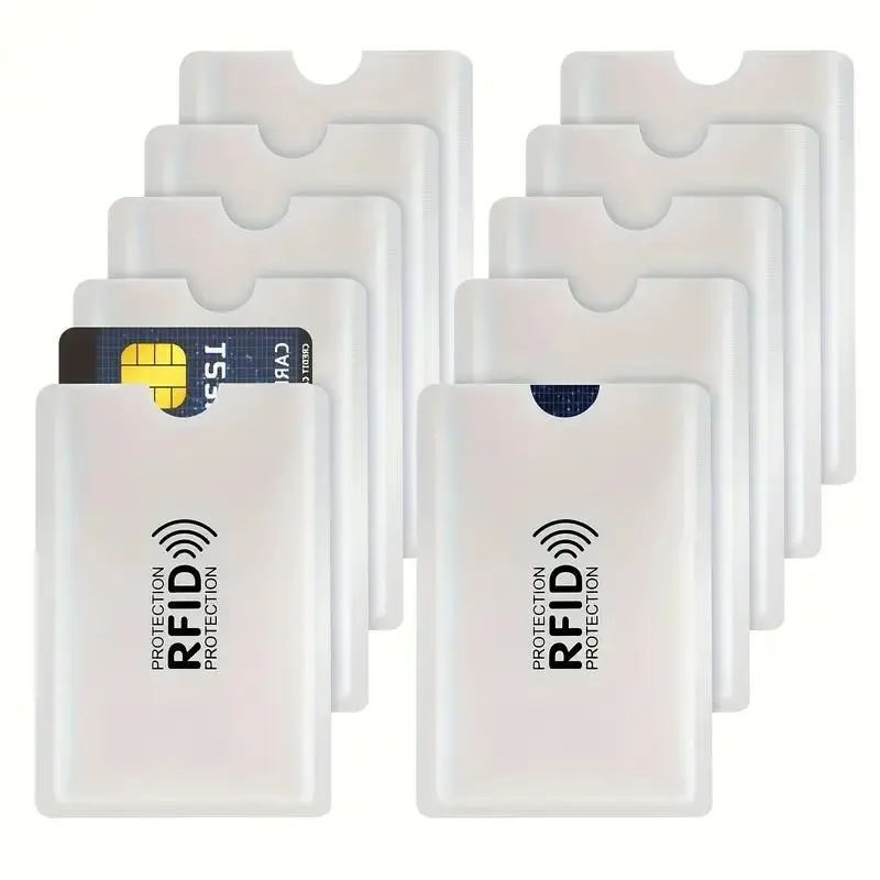 10-Pack RFID Blocking Card Sleeves, RFID Anti Theft, Aluminum Foil NFC Protection, Ideal for Credit Cards, Ids, Passports, Home Storage Organizer, Perfect Gift