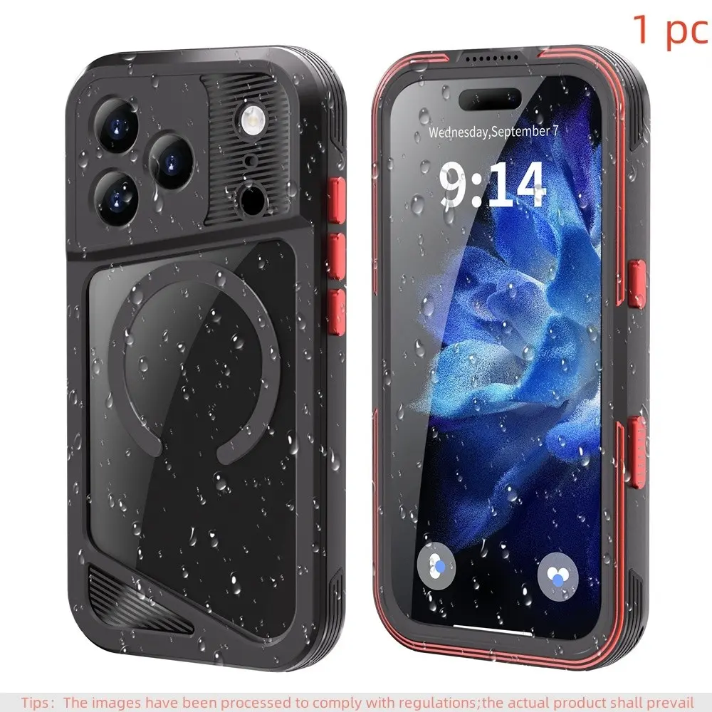 High-End Metal Waterproof Phone Case for iPhone 17 Pro Max, Magnetic Wireless Charging, Car Mount Compatible, Full Protection