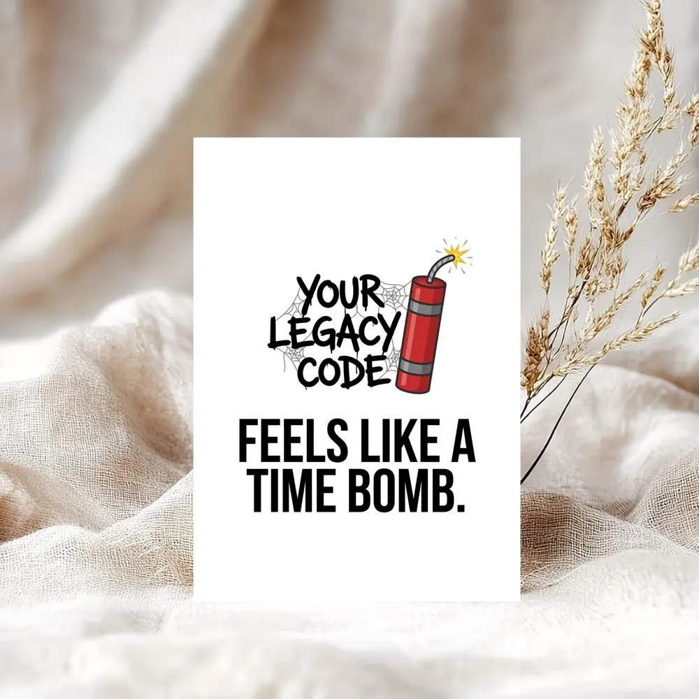 Sarcastic Legacy Code Greeting Card - Fixing Legacy Code Sarcastic Thank You Stationery for Senior Software Developer