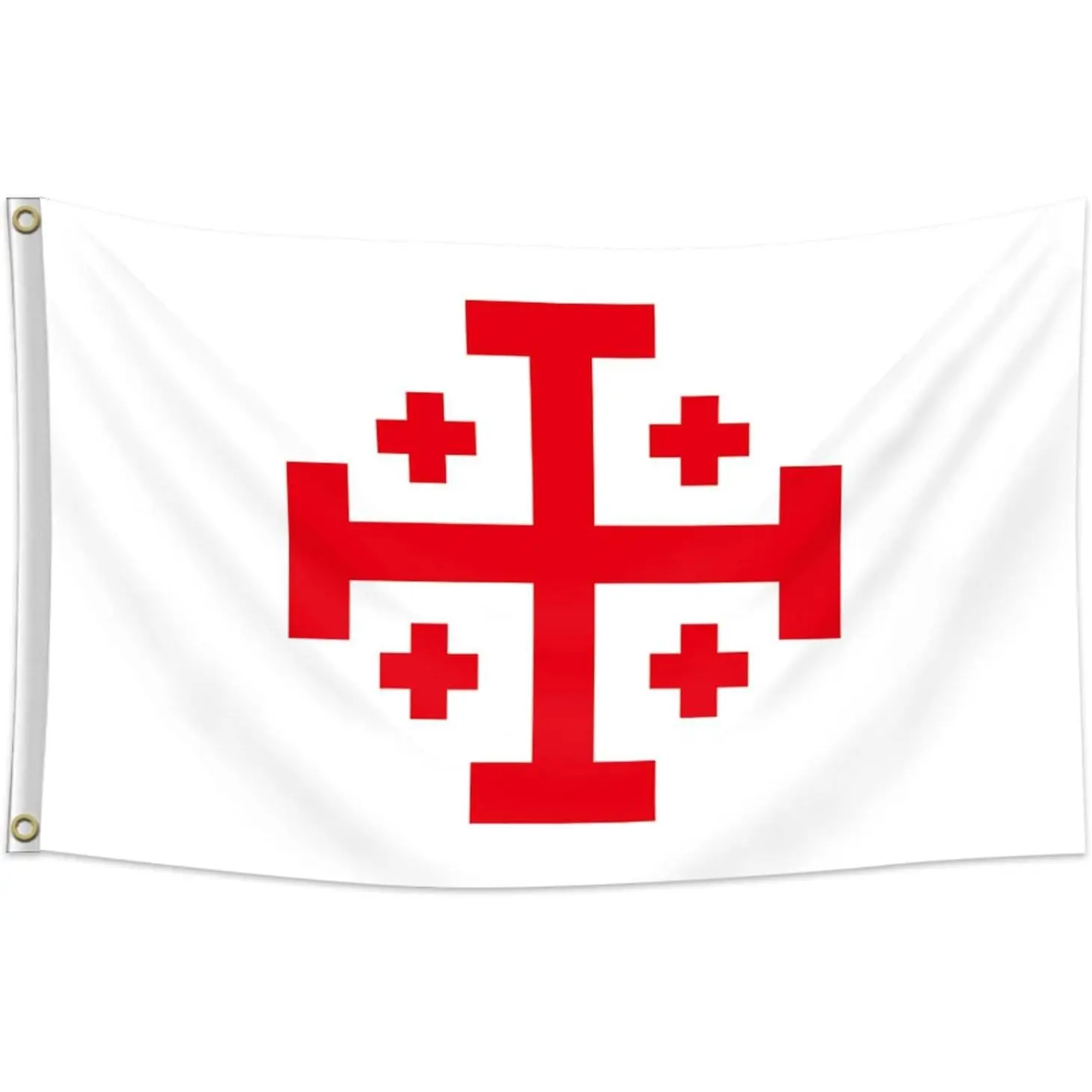 Order of the Holy Sepulchre of Jerusalem Flag - 3x5 Ft Catholic Crusader Cross Banner, 100D Polyester, Lightweight, 2 Brass Grommets, Double Stitched, for Church, Garden, Wall, Party, Camping, 60x90cm/2x3ft