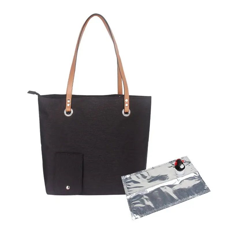 Portable Wine Canvas Bag, Hidden Insulated Compartment Beach Tote, Picnic Camping Beach Cooler Bag, Convenient Handbag for Outdoor Activities, Getaway Beach Bag, Multi Functional Bag