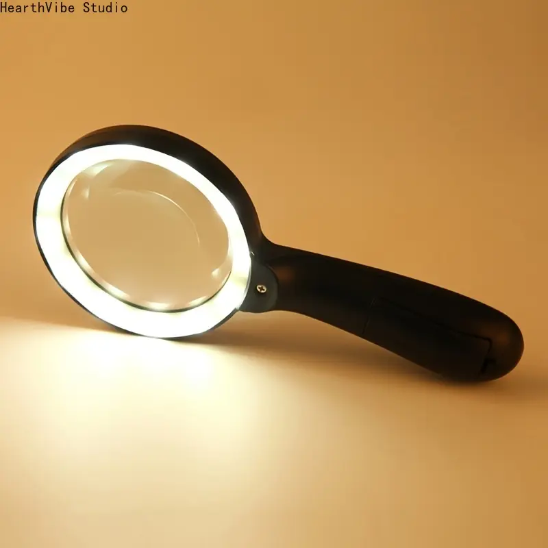Luminous Magnifier - 10x handheld large reading magnifier with 12 LED lights, suitable for seniors, repairs, coins, and elderly reading magnifiers