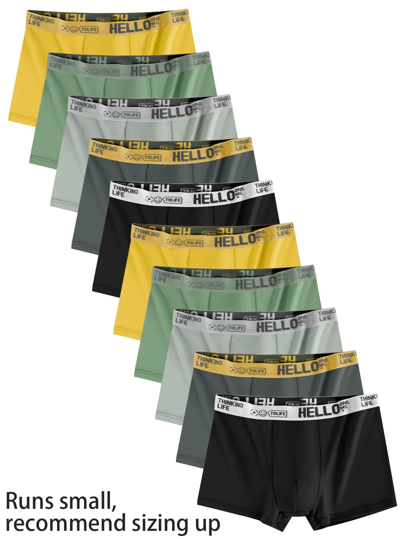 10 pcs men's 'HELLO' flat cornered underwear, comfortable Boxer Briefs Pack, High elasticity, quick drying, Athletic sports underwear, Men's Novel Underwear, Suitable for wearing in all seasons
