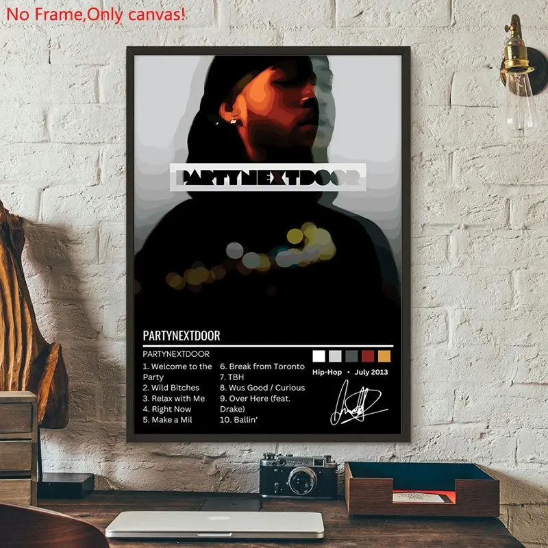 1 piece/set frameless canvas painting print poster, Classic Character Album art，PARTYNEXTDOOR Album Cover Art ，a perfect gift for Music loves, ideal gift for bedroom, living room, dorm hallway, kitchen, mural, wall decoration, room decor