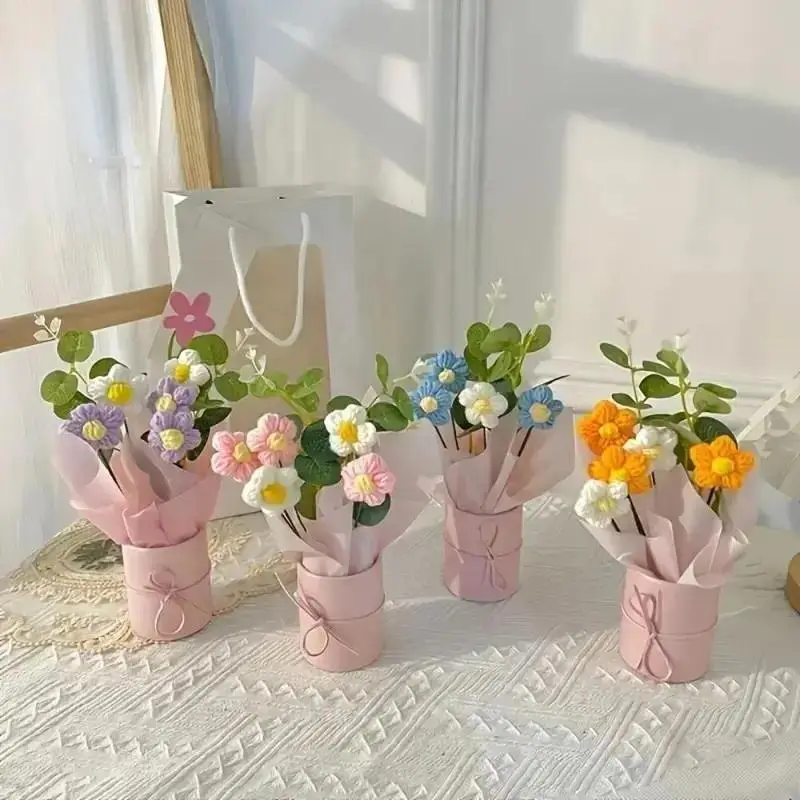 Cute Mini Flower Bouquet That Never Wilts  Aesthetic Faux Flowers Perfect for Room Decor and GiftsArtificial Flower Bouquet Mini Handmade Faux Flowers Small Floral Arrangement for Home Room Desk Decor Gift