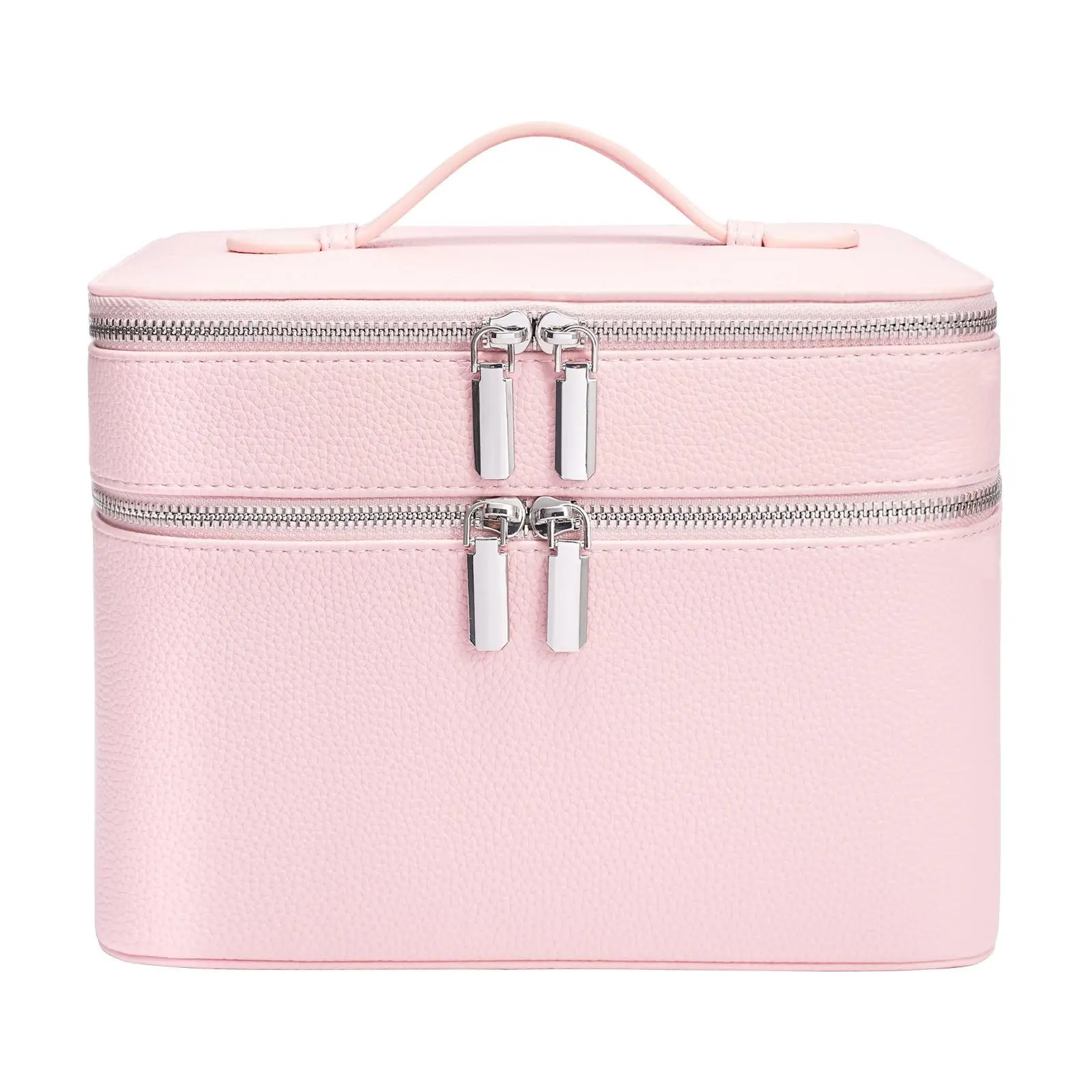 Double Layer Portable Professional Makeup Bag, Travel Cosmetic Bags, Skincare Organizer, Eyelash Extension Dedicated PU Storage Box, Multi-Compartment Cosmetics Case