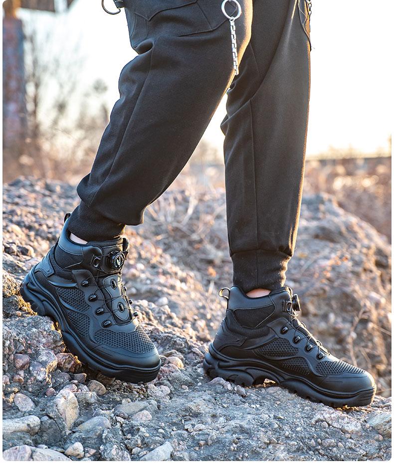 Men's Work Safety Shoes High Top Lace-up Safety Boots, Steel Toe Anti-smash and Anti-puncture Work Safety Boots Comfortable and Breathable Outdoor Sports Shoes Hiking Shoes Large Size Men's Work Shoes Industrial Outdoor Construction Product Model：9195