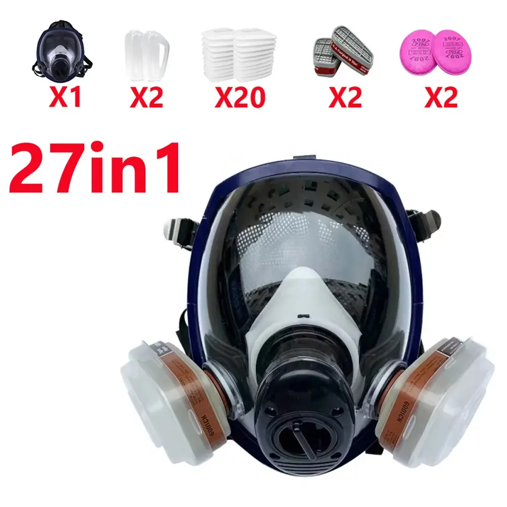 8100 Full Face Gas Mask, Chemical Biological Radioactive Contamination Gasmask, Respirator Filter, Radiation Dustproof Respirator