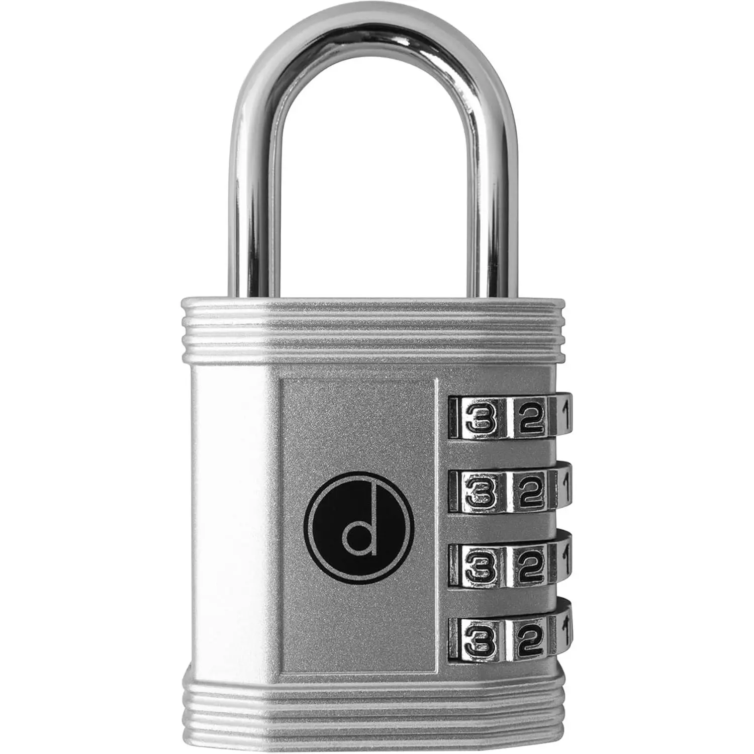 Padlock 4 Digit Combination Lock - for Gym School Locker, Gate, Shed, Fence, and - -, Easy to Set, Resettable - Silver