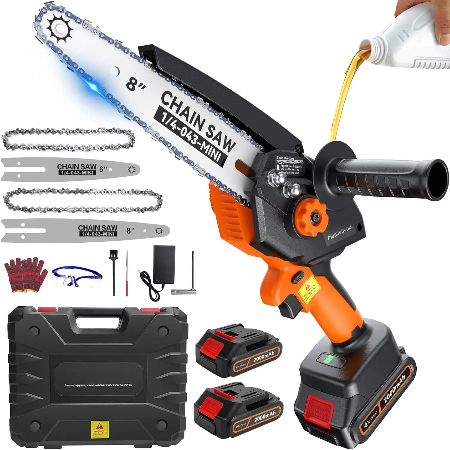 Electric Mini  with 1000W Brushless , 8 inch & 6 inch 2 Rechargeable  Handheld Small Chain  for  , Gardening Gifts for Father Dad Men