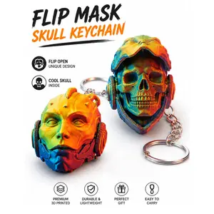 Creative Flip Skull Keychain – Halloween Gothic Mask Pendant, Unique 3D Skull Accessory, Gift for Halloween Lovers
