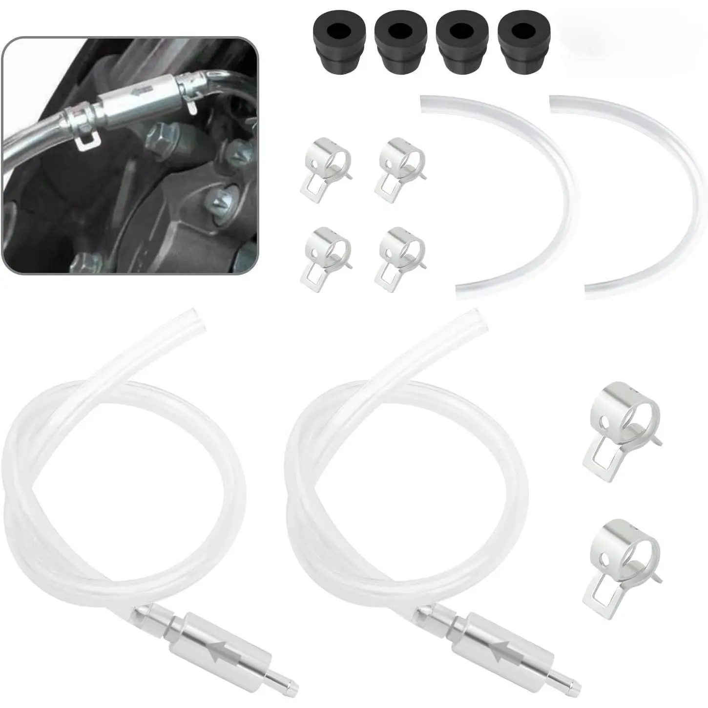 2 Set Brake Bleeder Kit,Brake Fluid Bleeder Kit Includes 4PCS Brake Bleeder Hose,2PCS One Way Check Valve,Universal Break Bleeder Kit Car Accessories for Car Motorbike Bike