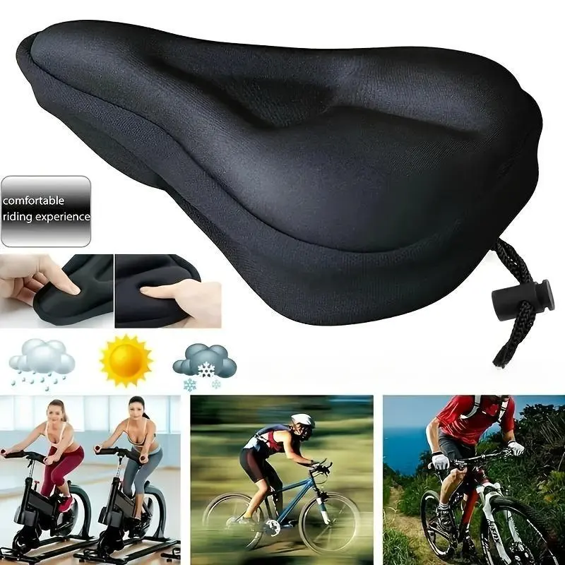 Unisex Bike Seat Cushion, Gel Padded Bike Seat Cover, Extra Soft Exercise Bicycle Seat Experience, Outdoor Cycling Accessories