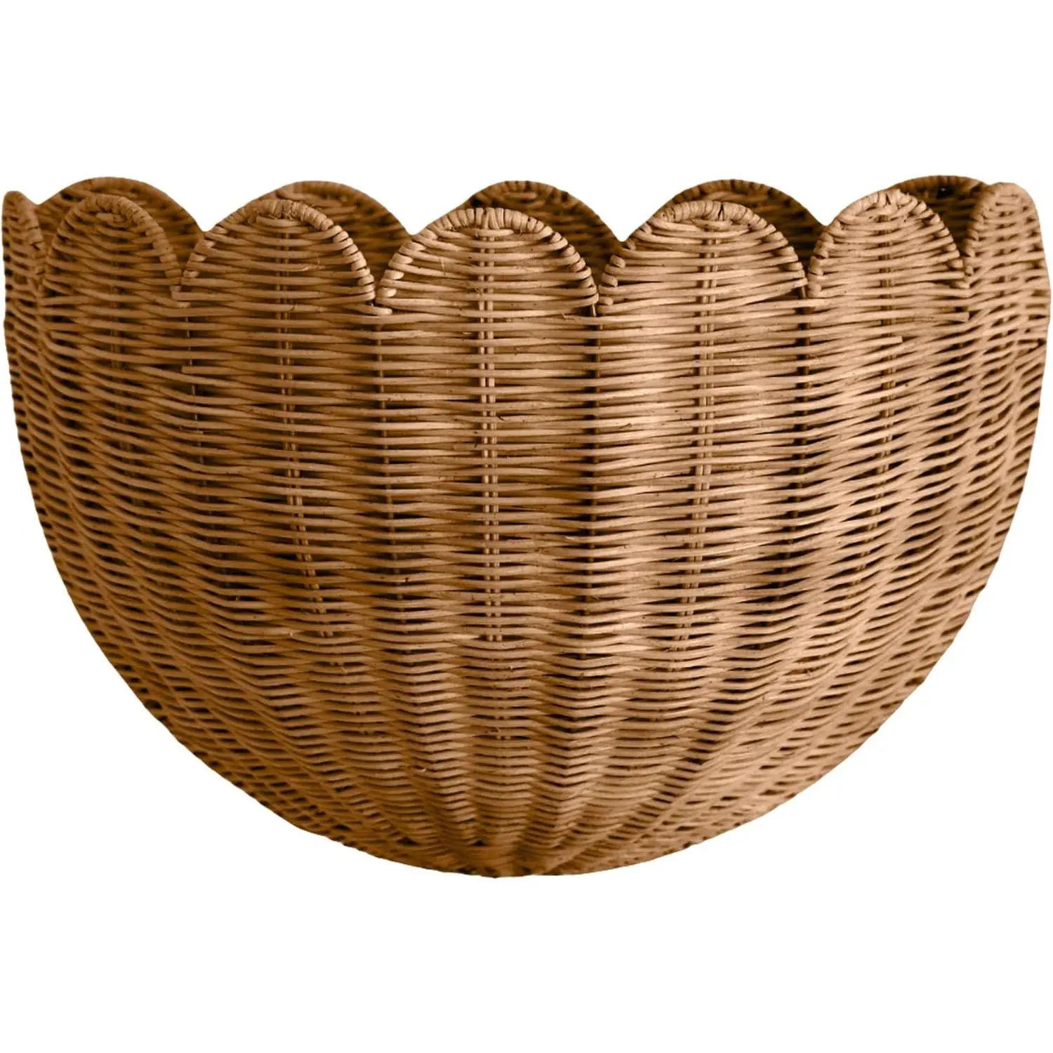 Scalloped Wicker Hanging Basket - The Original Wicker Wall Decor - Hand Woven Wall Basket - Home Décor Wall Hanging Basket - Wall Storage Basket for Nursery, Living Room and Bathroom (Mocca)