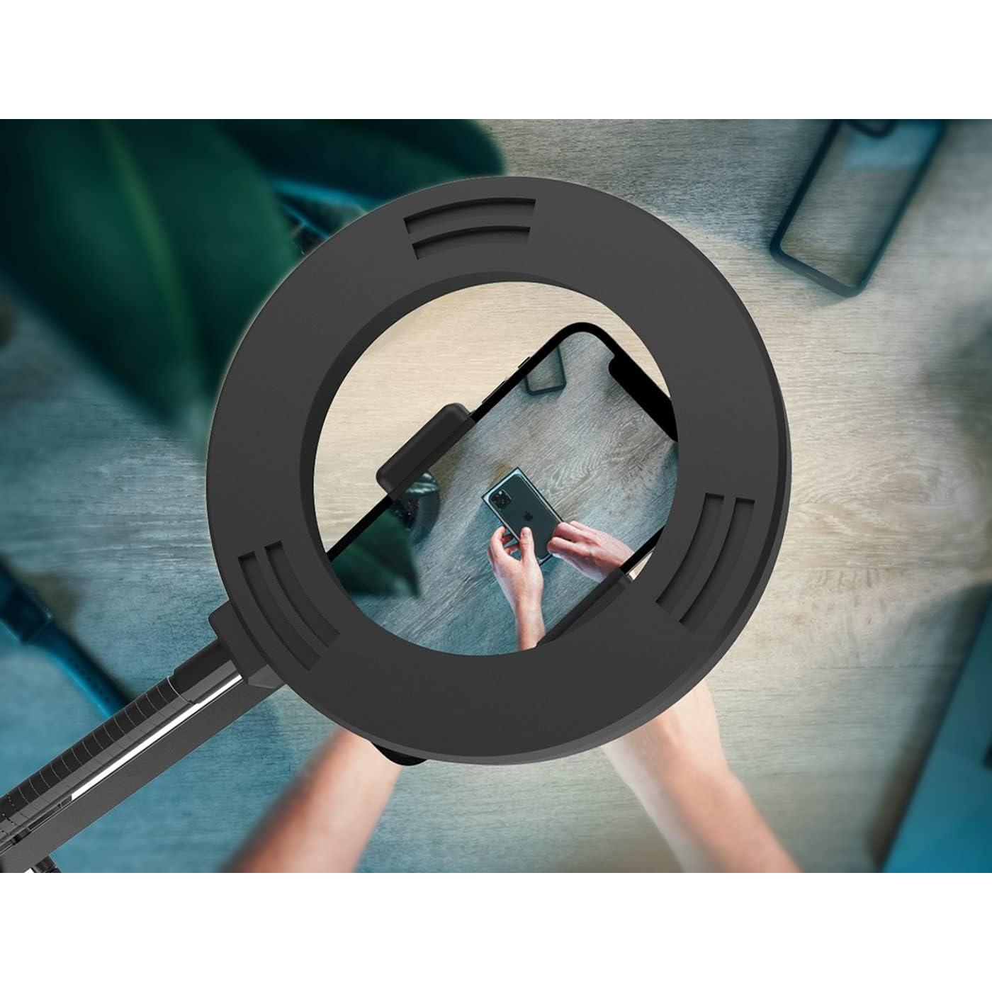 Overhead Camera Mount with Ring Light, Flexible Articulating Phone Arm Stand Compatible with ,  Webcam, Desk Tripod for YouTube Live Stream Cooking  Video Recording