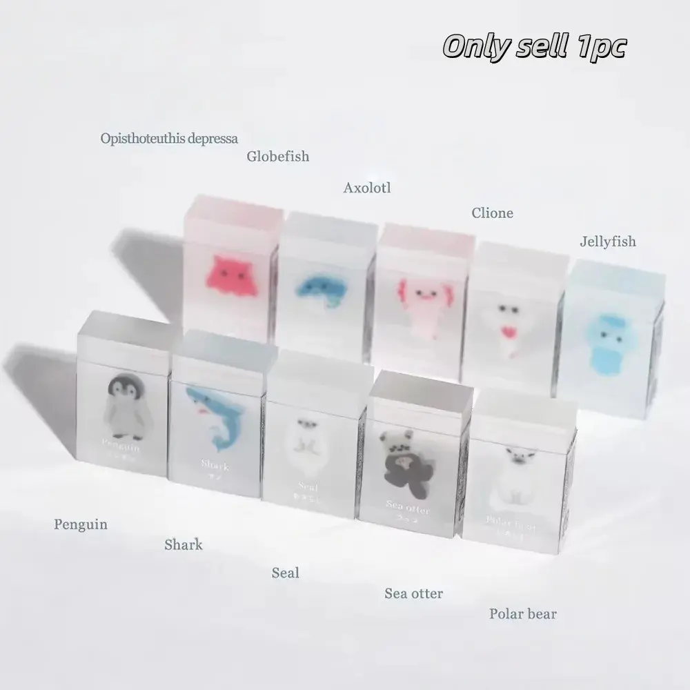 Cute Creative Eraser for Students, School Stationery, Transparent Eraser with Endangered Animal Design, Durable Ocean Life Pattern, No Trace Eraser