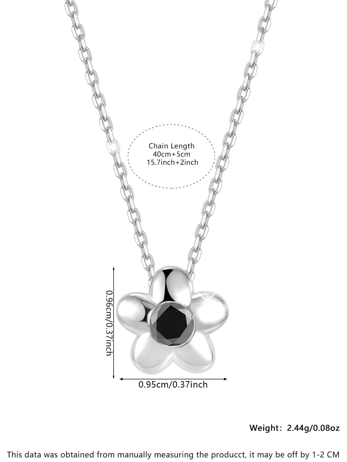 S925 Sterling Silver Daisy Flower Design Pendant Necklace for Women & Girls, Fashion Rhinestone Decor Jewelry for Party, Daily Decor, Trendy All-match & Exquisite Jewelry for Birthday Gift