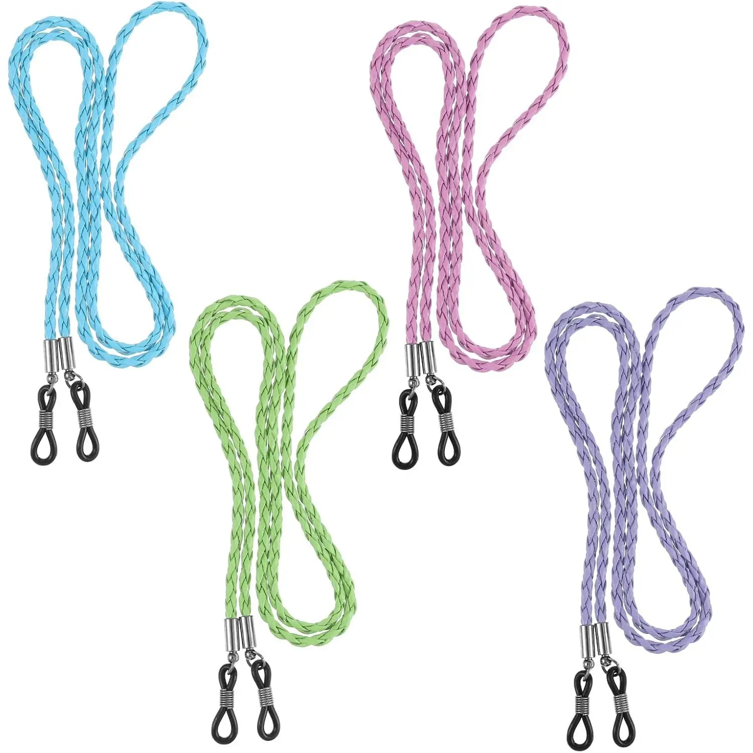 4 count Leather Eyeglass Straps, Multicolor Eyewear Retainer Lanyards Eye Glass Chain Glasses String Holders