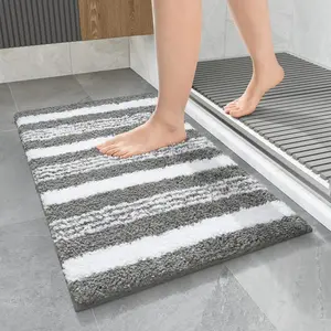 Bathroom Rugs, 24" x17" Bath Rug Non Slip Absorbent, Washable Microfiber Bathroom Mat Luxury  Soft, Shaggy Bath Mats for Shower Quick Dry, Grey