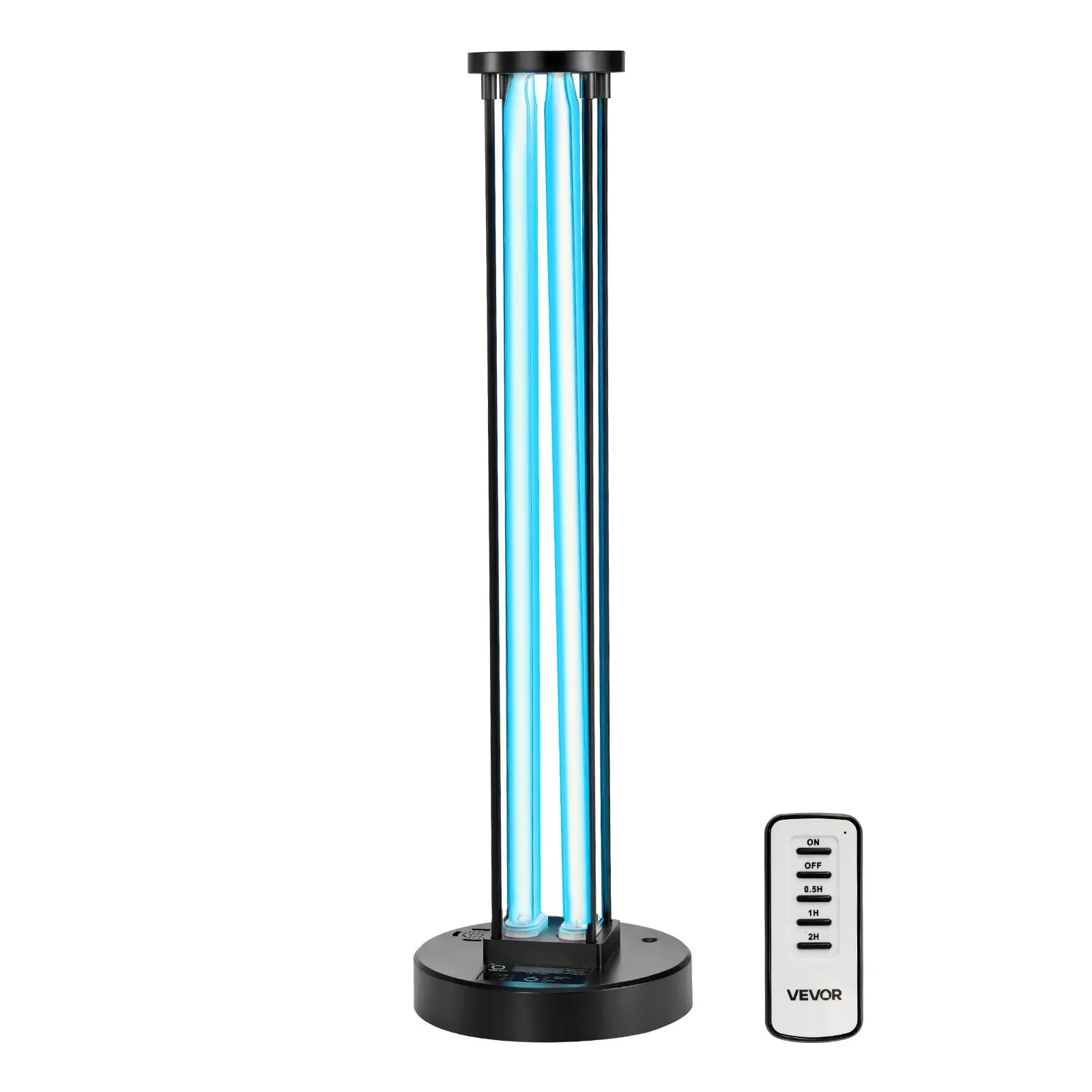 VEVOR 110W Power Quartz UV Light Sanitizer with Dual UVC and Ozone Technologies, 253.7Nm+ 185Nm Lamp, 110V, 0.5h/1h/2h Timers, Remote Control, 1 Pack for 600 Sqft Indoor Furniture - Refresh Environment (Classroom)